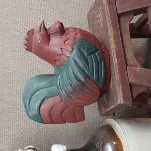 Vintage Carved Wood Rooster/Chicken Wooden Country Farmhouse Decor Solid Wood